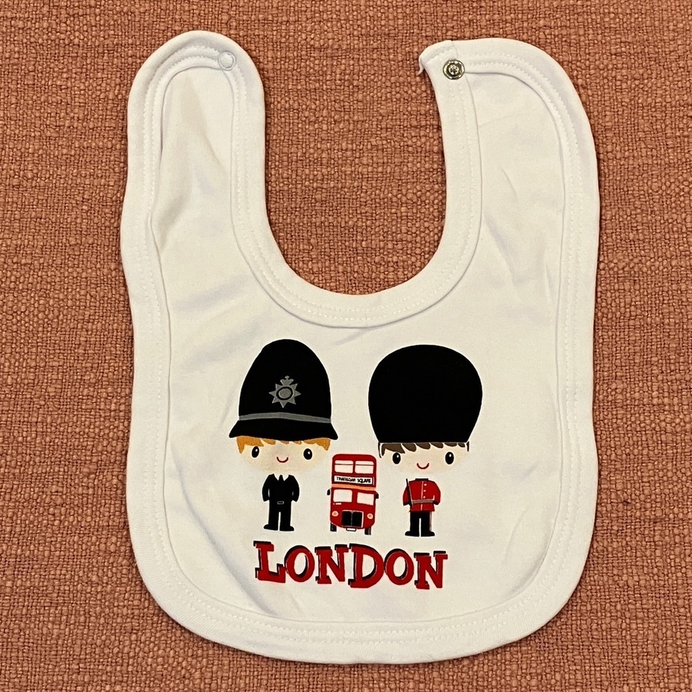 London Baby Bib - White Turkish cotton